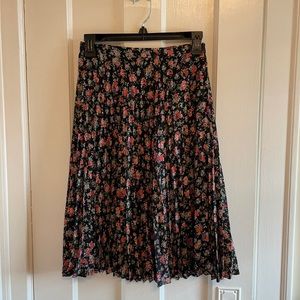 Floral Pleated Midi Skirt